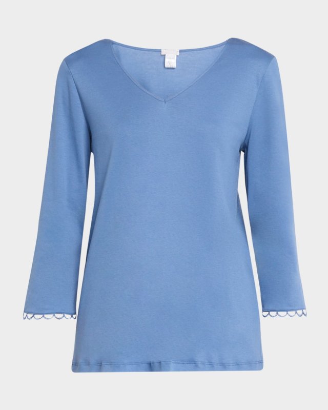 Anouk Lace-Trim Cotton Pajama Set